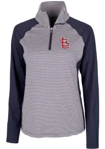 Cutter and Buck St Louis Cardinals Womens Navy Blue Forge Tonal Stripe 1/4 Zip Pullover