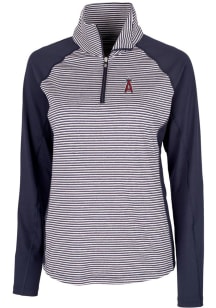 Cutter and Buck Los Angeles Angels Womens Navy Blue Forge Tonal Stripe 1/4 Zip Pullover