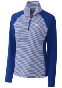 Cutter and Buck Kansas City Royals Womens Blue Forge Tonal Stripe 1/4 Zip Pullover