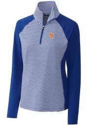 Cutter and Buck New York Mets Womens Blue Forge Tonal Stripe Long Sleeve Pullover