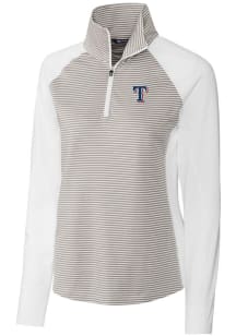 Cutter and Buck Texas Rangers Womens White Forge Tonal Stripe 1/4 Zip Pullover