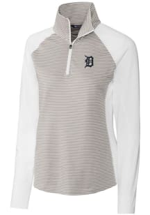 Cutter and Buck Detroit Tigers Womens White Forge Tonal Stripe 1/4 Zip Pullover