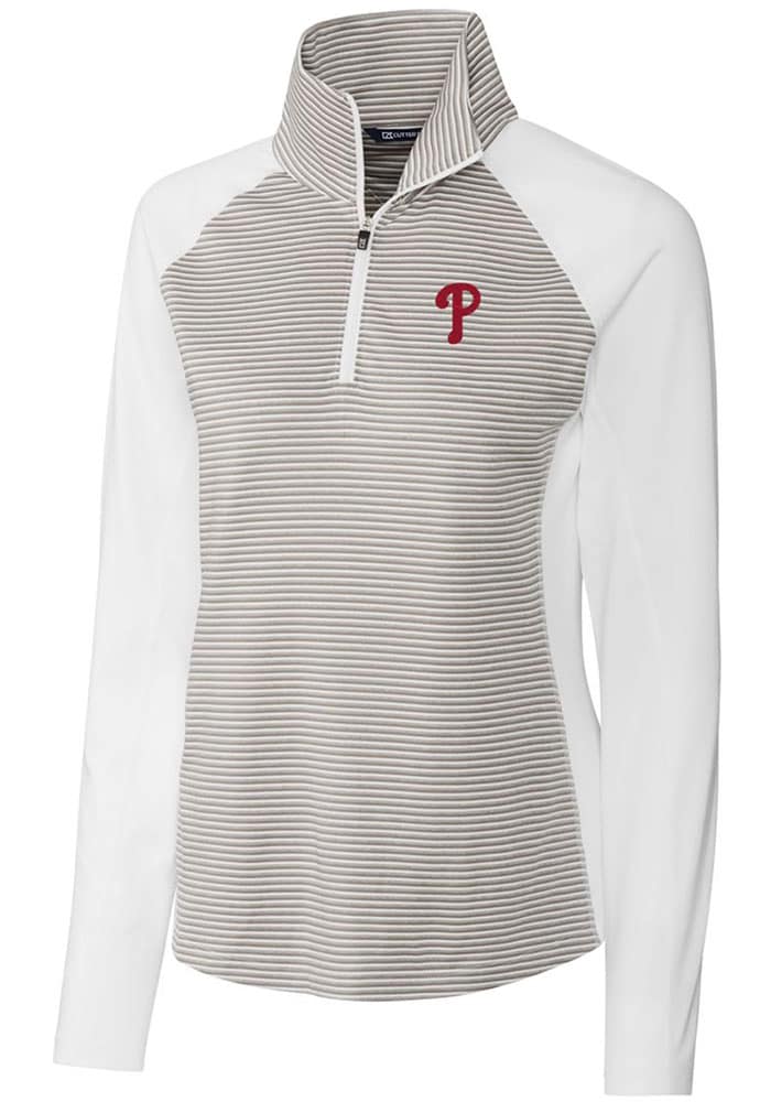 Philadelphia Phillies Cutter and Buck Womens White Tonal Stripe