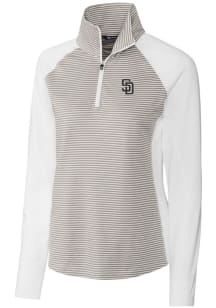 Cutter and Buck San Diego Padres Womens White Forge Tonal Stripe 1/4 Zip Pullover