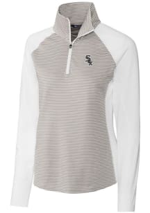 Cutter and Buck Chicago White Sox Womens White Forge Tonal Stripe 1/4 Zip Pullover