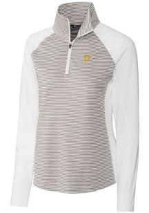 Cutter and Buck Pittsburgh Pirates Womens White Forge Tonal Stripe 1/4 Zip Pullover