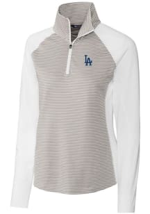 Cutter and Buck Los Angeles Dodgers Womens White Forge Tonal Stripe 1/4 Zip Pullover