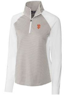 Cutter and Buck San Francisco Giants Womens White Forge Tonal Stripe 1/4 Zip Pullover