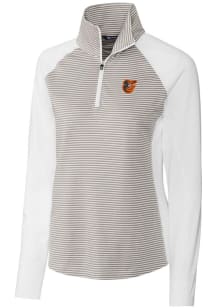 Cutter and Buck Baltimore Orioles Womens White Forge Tonal Stripe 1/4 Zip Pullover