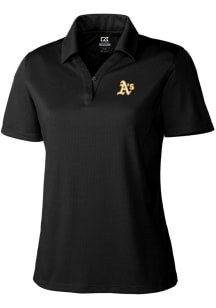 Cutter and Buck Oakland Athletics Womens Black Drytec Genre Textured Short Sleeve Polo Shirt