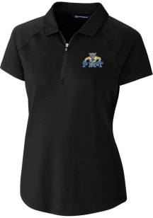 Cutter and Buck Pitt Panthers Womens Black Forge Vault Short Sleeve Polo Shirt