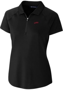 Cutter and Buck SMU Mustangs Womens Black Forge Vault Short Sleeve Polo Shirt