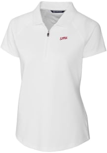 Cutter and Buck SMU Mustangs Womens White Forge Vault Short Sleeve Polo Shirt