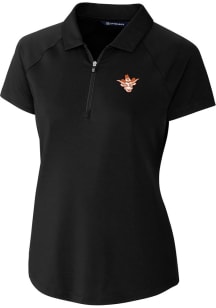 Cutter and Buck Texas Longhorns Womens Black Forge Vault Short Sleeve Polo Shirt