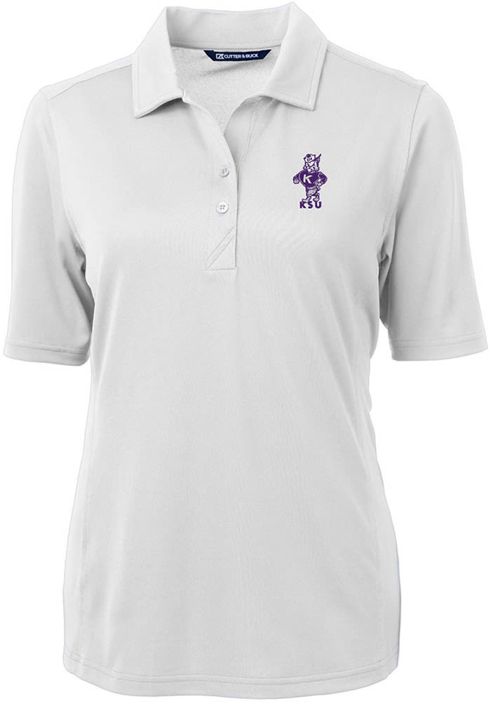 Cutter and Buck K-State Wildcats Womens White Virtue Eco Pique Vault Short Sleeve Polo Shirt