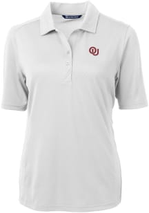 Cutter and Buck Oklahoma Sooners Womens White Virtue Eco Pique Vault Short Sleeve Polo Shirt