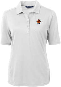 Cutter and Buck Syracuse Orange Womens White Virtue Eco Pique Vault Short Sleeve Polo Shirt