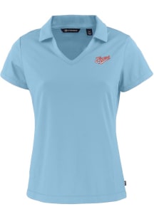 Cutter and Buck Dayton Flyers Womens Light Blue Daybreak V Neck Vault Short Sleeve Polo Shirt
