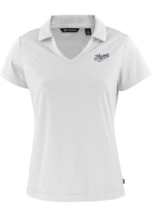 Cutter and Buck Dayton Flyers Womens White Daybreak V Neck Vault Short Sleeve Polo Shirt