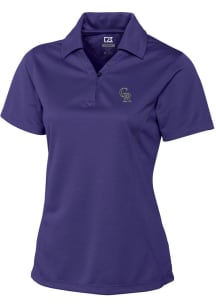 Cutter and Buck Colorado Rockies Womens Purple Drytec Genre Textured Short Sleeve Polo Shirt