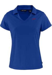 Cutter and Buck SMU Mustangs Womens Blue Daybreak V Neck Vault Short Sleeve Polo Shirt