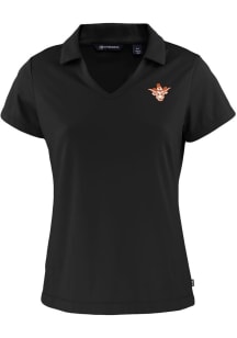 Cutter and Buck Texas Longhorns Womens Black Daybreak V Neck Vault Short Sleeve Polo Shirt
