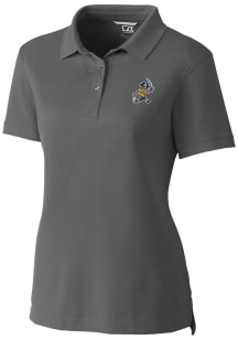 Cutter and Buck East Tennesse State Buccaneers Womens Grey Advantage Vault Short Sleeve Polo Shi..
