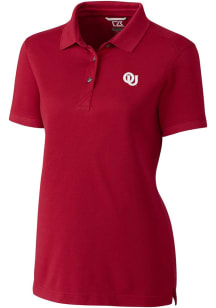 Cutter and Buck Oklahoma Sooners Womens Red Advantage Vault Short Sleeve Polo Shirt