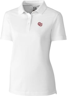 Cutter and Buck Oklahoma Sooners Womens White Advantage Vault Short Sleeve Polo Shirt