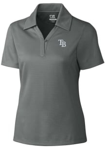 Cutter and Buck Tampa Bay Rays Womens Grey Drytec Genre Textured Short Sleeve Polo Shirt