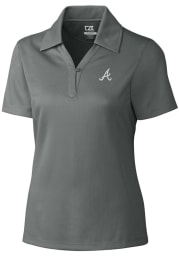 Cutter and Buck Atlanta Braves Womens Grey Drytec Genre Textured Short Sleeve Polo Shirt
