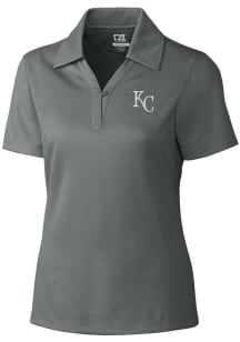 Cutter and Buck Kansas City Royals Womens Grey Drytec Genre Textured Short Sleeve Polo Shirt
