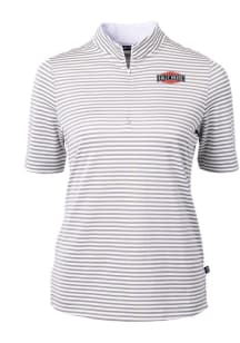 Cutter and Buck Rally House Womens Grey Employee Virtue Eco Pique Stripe Short Sleeve Polo Shirt