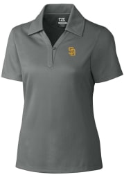 Cutter and Buck San Diego Padres Womens Grey Drytec Genre Textured Short Sleeve Polo Shirt