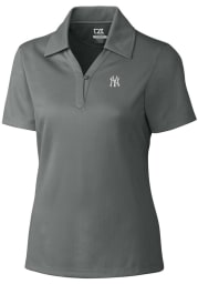Cutter and Buck New York Yankees Womens Grey Drytec Genre Textured Short Sleeve Polo Shirt