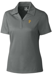 Cutter and Buck Pittsburgh Pirates Womens Grey Drytec Genre Textured Short Sleeve Polo Shirt