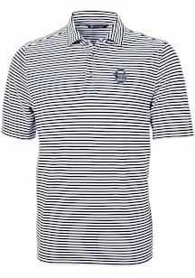 Cutter and Buck Penn State Nittany Lions Mens Navy Blue Virtue Pique Stripe Short Sleeve Polo