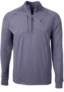 Mens Penn State Nittany Lions Navy Blue Cutter and Buck Adapt Eco Knit Heather Qtr Zip Pullover