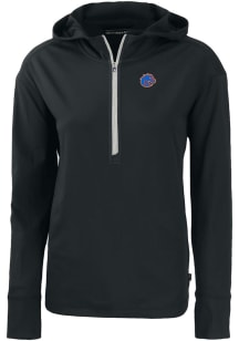 Cutter and Buck Boise State Broncos Womens Black Daybreak Hood 1/4 Zip Pullover