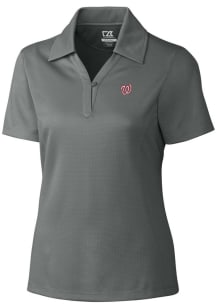 Cutter and Buck Washington Nationals Womens Grey Drytec Genre Textured Short Sleeve Polo Shirt