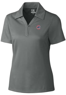Cutter and Buck Chicago Cubs Womens Grey Drytec Genre Textured Short Sleeve Polo Shirt