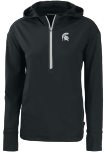 Cutter and Buck Michigan State Spartans Womens Black Daybreak Hood 1/4 Zip Pullover