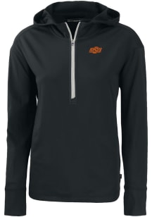 Cutter and Buck Oklahoma State Cowboys Womens Black Daybreak Hood 1/4 Zip Pullover