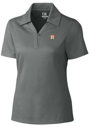 Cutter and Buck Houston Astros Womens Grey Drytec Genre Textured Short Sleeve Polo Shirt