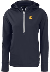 Cutter and Buck East Tennesse State Buccaneers Womens Navy Blue Daybreak Hood 1/4 Zip Pullover
