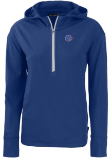Cutter and Buck Boise State Broncos Womens Blue Daybreak Hood 1/4 Zip Pullover