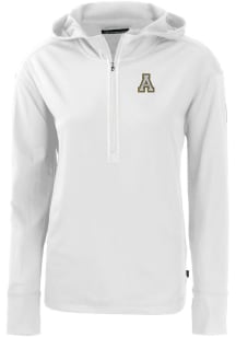 Cutter and Buck Appalachian State Mountaineers Womens White Daybreak Hood 1/4 Zip Pullover