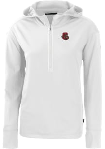 Cutter and Buck Cornell Big Red Womens White Daybreak Hood 1/4 Zip Pullover