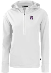Cutter and Buck Holy Cross Crusaders Womens White Daybreak Hood 1/4 Zip Pullover