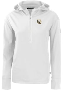 Cutter and Buck Marquette Golden Eagles Womens White Daybreak Hood 1/4 Zip Pullover